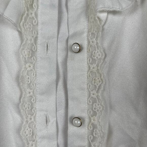 J5018 White long-sleeve ruffled Victorian-style blouse size XXL - Picture 3 of 11